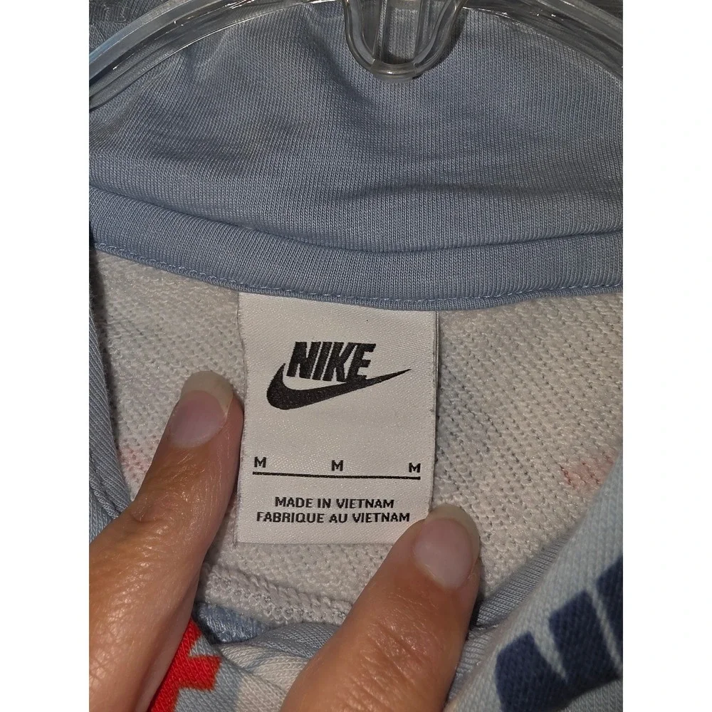Nike Sportswear Club Fleece All Over Print Hoodie Blue Red DV0028-425 Mens M